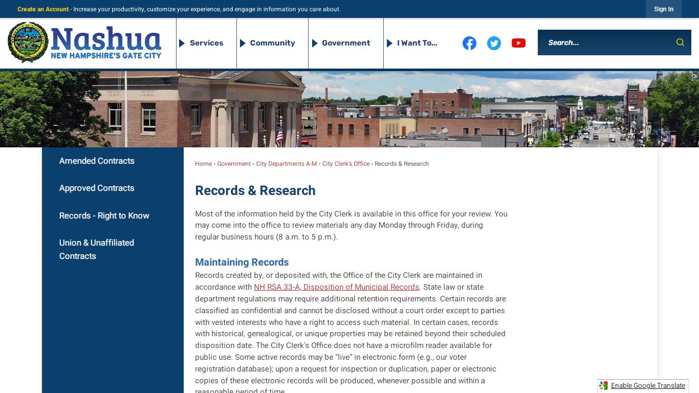 Records & Research | Nashua, NH