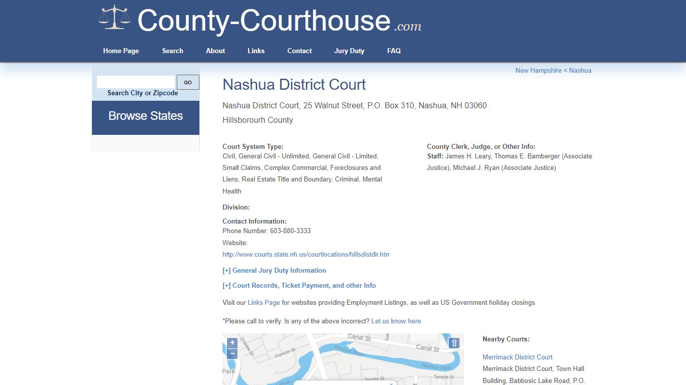 Nashua District Court in Nashua, NH - Court Information