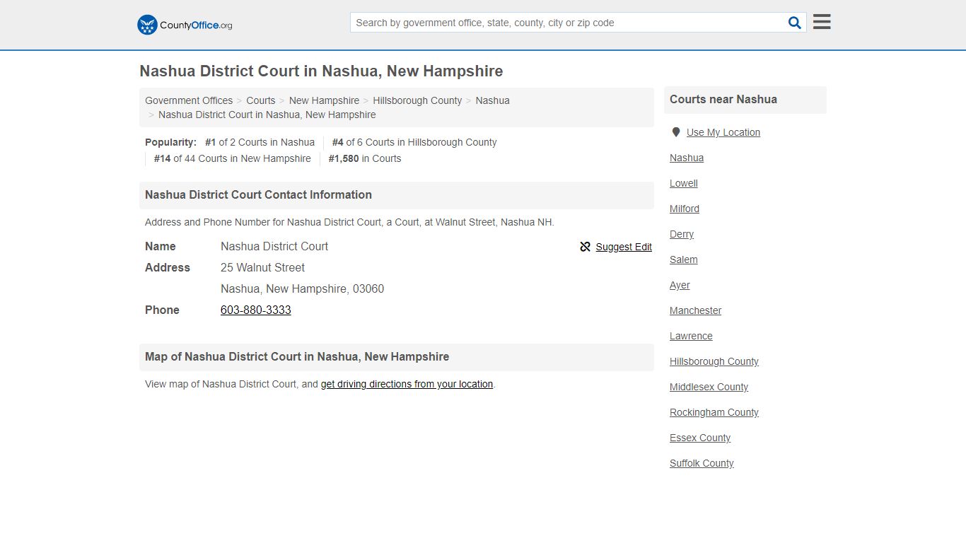 Nashua District Court - Nashua, NH (Address and Phone) - County Office